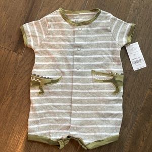Carter’s Alligator Striped Snap Button Short Sleeve Onesie